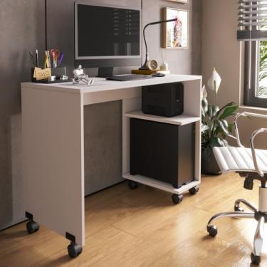 Imagem de Escrivaninha Mesa de Computador Com Suporte CPU Sala Quarto Estudo (Branco)