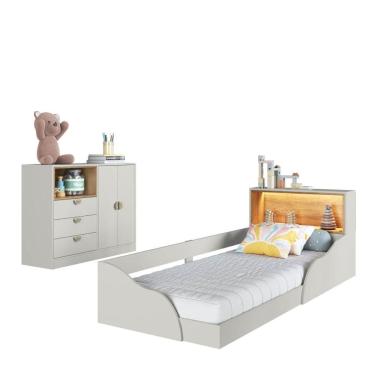 Imagem de Quarto Infantil Completo Cômoda e Cama Montessoriana Lille CJ080 Branco - Art In Móveis