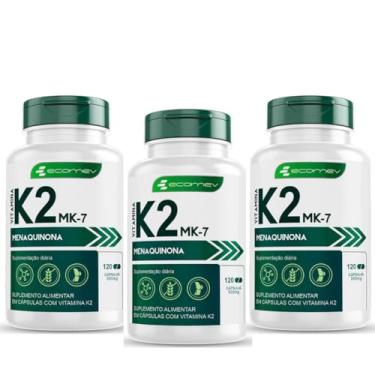 Imagem de 3x Vitamina K2 MK - 7 Menaquinona 149mcg 360 Cápsulas - Ecomev