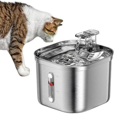 Imagem de Fonte Bebedouro Inox Automático 2.2l P/ Pets Gatos Cachorro Bivolt Com