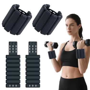Imagem de Pacote com 2 pesos de pulso de 500 g para mulheres – pesos de braço ajustáveis para caminhada, pilates e tonificação | Conjunto de pesos de tornozelo macios | Pulseiras de emagrecimento e peso (preto)