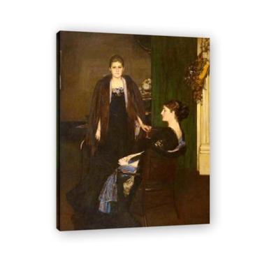 Imagem de Not Looking At Each Other John Lavery Classic Realist Portrait & War Scene Canvas Art – Decoração de parede de arte irlandesa para casa emoldurada 30 x 39 cm