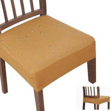 Imagem de JQinHome Conjunto de 6 capas de assento de cadeira de jantar à prova d'água | Capas de cadeira macias removíveis e laváveis para sala de jantar, gancho e laço traseiro; elástico, antiderrapante
