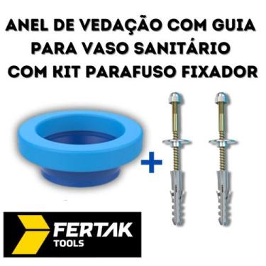 Imagem de Kit Anel de Vedação Com Guia + 2 Parafuso com Bucha 8 Bolsa Vaso Sanit