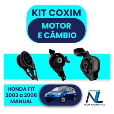 Imagem de Kit 03 Coxim Calço Motor E Câmbio Honda Fit 2003 A 2008