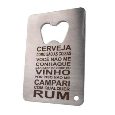 Imagem de Abridor de Garrafa em Aço Inoxidável com Frase Cerveja e Rum, Decorativo