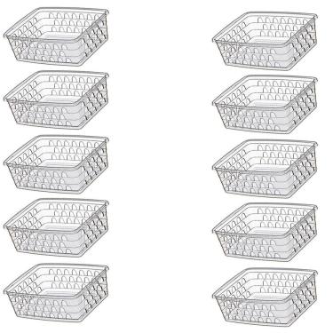 Imagem de Kit 10 Caixas Cesto Organizador Decorativo Multiuso Transp 1118 Uninjet
