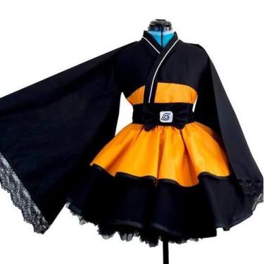 Imagem de Cosplay akatsuki Naruto Saia Kimono E Faixa Cintura Cor Laranja - Prin