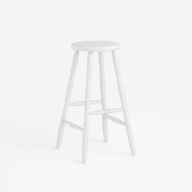 Imagem de Banqueta Alta em Madeira Maciça 75cm Branco Marin Brasil