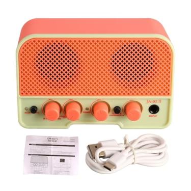 Imagem de Amplificador de Guitarra Elétrica Dual Channel Bluetooth 5.0 Recarregável Portátil Mini Guitarra Amp Speaker com Clean Overdrive Efeitos Entrada AUX para Indoor Outdoor Prática (Róseo)