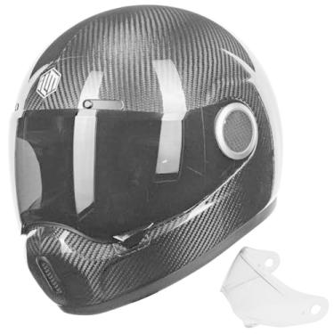 Imagem de ILM Capacetes Leves De Fibra Carbono Para Motocicleta, Capacete Retrô Integral Homens E Mulheres, Modelo Dot F611 (Fibra 3K, M)