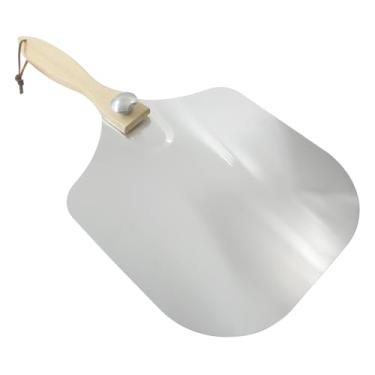 Imagem de Biaungdo Casca de pizza de metal de alumínio de 30 cm, espátula de pizza com cabo de madeira dobrável para forno