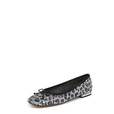 Imagem de Franco Sarto Sapatilha feminina L-Abigail Ballet, Tecido com glitter com estampa de leopardo, 36 BR
