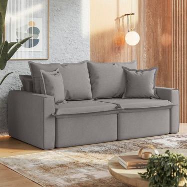 Imagem de Sofá Cama Retrátil e Reclinável 3 Lugares 210cm León Espresso Móveis Jacquard Cinza Médio