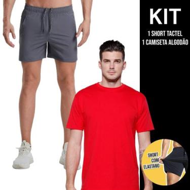 Imagem de Kit Camiseta Masculina ALGODÃO Camisa Academia Corrida Casual + Shorts