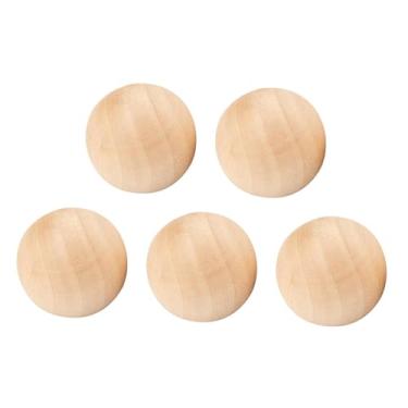 Imagem de KiBcsLic 5x Bolas de madeira para artesanato, enfeites de decoração, contas sólidas feitas à mão, sem furos, pintáveis, esferas de madeira inacabadas, redondas, 5cm