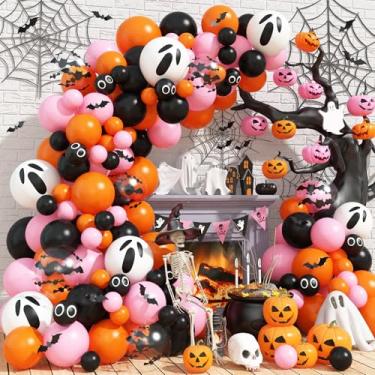Imagem de Halloween Balloon Arch Kit 108Pcs Pink Black Orange Balloon Garland Kit with Halloween 3D Bat Ghost Eyeball Eye Balloons for Trick or Treat Day of the Dead Spooky Boo Haunted House Party Decorations
