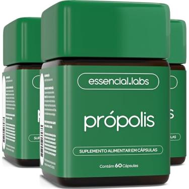 Imagem de 03 POTES DO PRÓPOLIS VERDE com 1000mg por dose - Extrato com Máxima Concentração e Pureza - 60 Cápsulas
