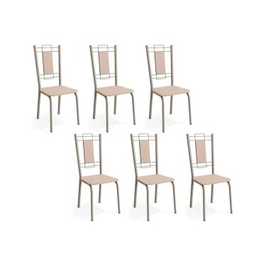 Imagem de Cadeira Sala de Jantar Florença C005NK Aço Kit 6 Un Niquel/ano Bege - Kappesberg