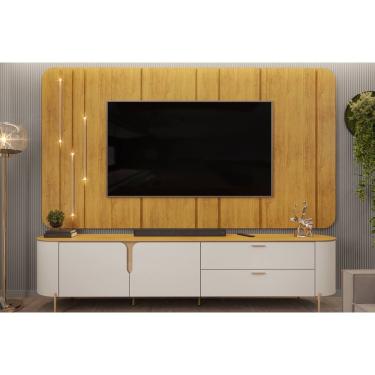 Imagem de Rack Bancada c/ Painel p/ TV até 75 Pol Celine Led 2 Portas e 2 Gavetas 241x189cm Bali/...