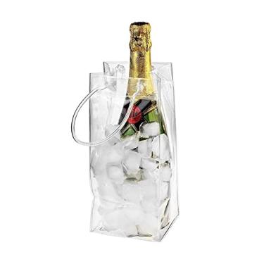 Imagem de Balde de gelo para festas Saco de gelo simples bolsa de gelo transparente balde de gelo portátil garrafa de vinho champanhe refrigerador viagem com alça recipiente de gelo balde de vinho