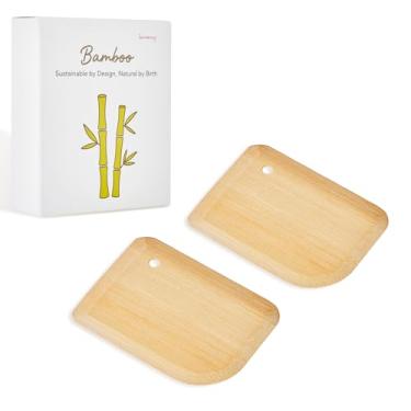 Imagem de Raspador de panela de bambu, raspador de panela, raspador de alimentos, ferramentas de raspador de cozinha para frigideiras de ferro fundido, panelas, pratos, panelas e panelas (2 peças)