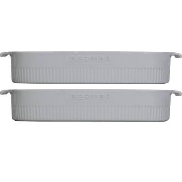 Imagem de Kit 2 Travessas Refratária Porcelana 36x24cm Branca Germer com Alças Restaurante