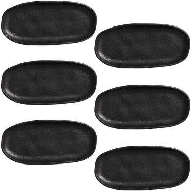 Imagem de Kit 6 Travessas Rasas 16,5x8cm Cerâmica Preta Porto Brasil Mesa Buffet Sushi Orgânica