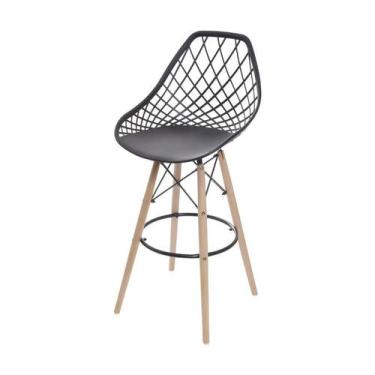 Imagem de Banqueta Boxbit Kaila Preta Base Madeira