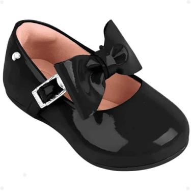 Imagem de Sapato Infantil Pampili Mini Angel com Laço Removível e Verniz Preto