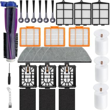 Imagem de 28 peças de reposição para Shark AV2800ZE, RV2820YE, RV2820ZE Kit de acessórios de aspirador de pó robô com escovas principais, escovas laterais, almofadas de esfregão, filtro pré-motor, filtro de