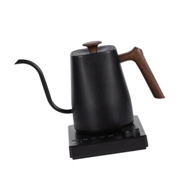 Imagem de Generic Chaleira elétrica Gooseneck 0,8L Chaleira de água quente prática, portátil, resistente, aquecimento rápido, controle de temperatura para ferver água, Grão de Madeira Preta