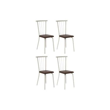 Imagem de Kit 4 Cadeiras Sala Jantar 154 Aço 4 Uni Prata/Corano Cacau - Carraro