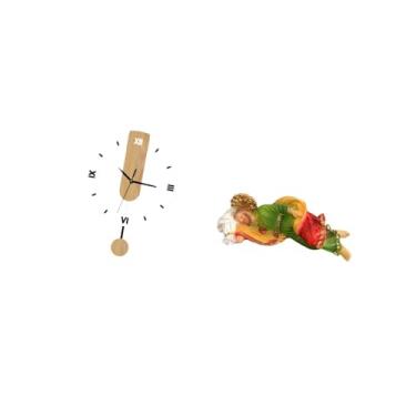 Imagem de Bothyi Estátua de São José, Figura, Escultura de Resina, Relógio de Parede Decorativo, Ornamento de Acrílico, Grandes Algarismos Romanos, Decoração Silencios