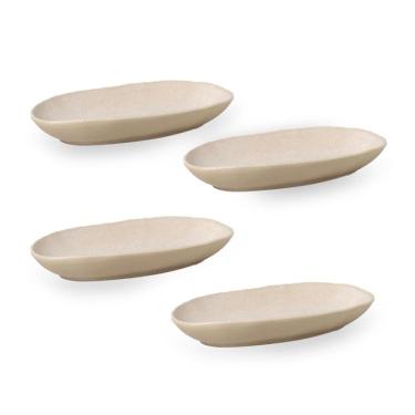 Imagem de Conjunto de Travessas Ovais Grandes Porto Brasil Orgânico Latte 32x16cm - 4 Peças