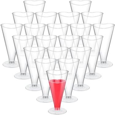 Imagem de Ziliny 100 peças de taças de champanhe em forma de coração, taças de champanhe de 160 ml, copos de vinho de plástico descartáveis para coquetéis, bebidas, aniversários, festas de casamento