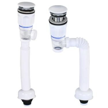 Imagem de Kit Sifão Eztensível Com Válvula Click de Cerâmica 7/8" Para Pia Cuba Banheiro Lavatório Lavabo Com Dispositivo Anti-Odor e Anti- Insetos Premium Com Nota Fiscal