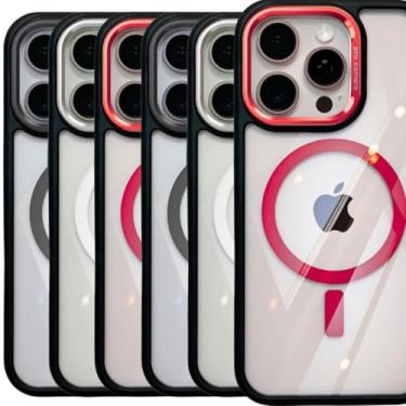 Imagem de Capa iPhone 15 Pro Max Capinha Magnética Premium Case Celular Proteção Câmera Acrílico Anti Amarelamento (Vermelha, iPhone 15 Pro Max)