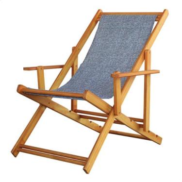 Imagem de Espreguiçadeira Preguiçosa Dobrável Envernizada Mel em Madeira Maciça 