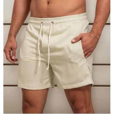 Imagem de Shorts Masculino Bermuda Curta De Linho Casual Premium - NoBrand, Bege
