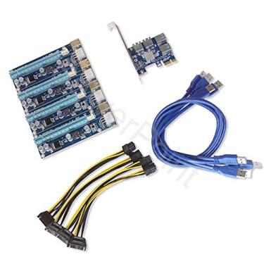 Imagem de Baibo Adaptador USB 3.0 PCI-E Express 1x para 16x Extender Riser Card Pcie 1 para 4 USB Conversor Placa de Vídeo Gráfica para Miner BTC Litcoin (conjunto completo)