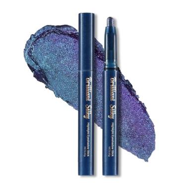 Imagem de Erinde Bastões de sombra com glitter azul, bastão de sombra creme, de longa duração, à prova d'água, multicromo à prova de vincos, iluminador de olhos, maquiagem, vegano e livre de crueldade, 05