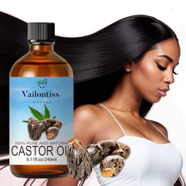 Imagem de Vailontiss Óleo de rícino – óleo veicular para o crescimento do cabelo, massagem relaxante e óleo corporal, óleo de rícino para todos os tipos de cabelo e pele (óleo de rícino, 8 Fl Oz)