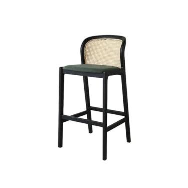 Imagem de Banco de bar de pub Banco de bar vime madeira maciça, banco comercial preto, cadeira alta