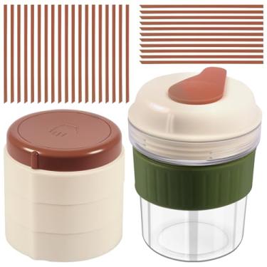 Imagem de XYDHQS Xícara de café gelada, copo de cerveja fresca, garrafa de café gelado de 400 ml com bandeja de cubo de gelo e canudos, garrafa de bebida reutilizável à prova de vazamento para viagens de