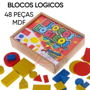 Imagem de BLOCOS LÓGICOS 48 PEÇAS MDF Educativo Pedagógico Brinquedo - ZARAMELA 