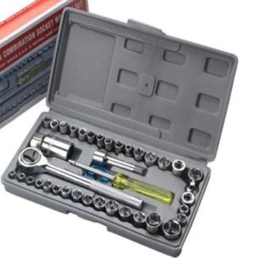 Imagem de Kit Ferramentas Jogo De Soquete 40 Peças Chave Catraca Pito