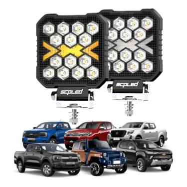 Imagem de 2 Farol De Milha Led Drl Strobo Laranja 50w Universal 12-24v Branco