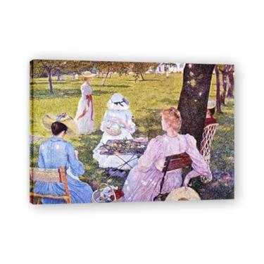 Imagem de Family In The OrchardThéo van Rysselberghe: Impressão em tela neoimpressionista belga chave emoldurada 40 x 56 cm
