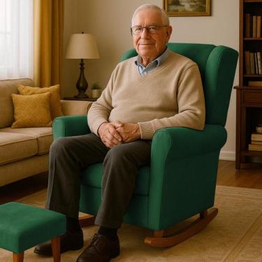 Imagem de Poltrona Aquila Do Papai Mamãe Balanço e Puff - Silverio Decor, Verde